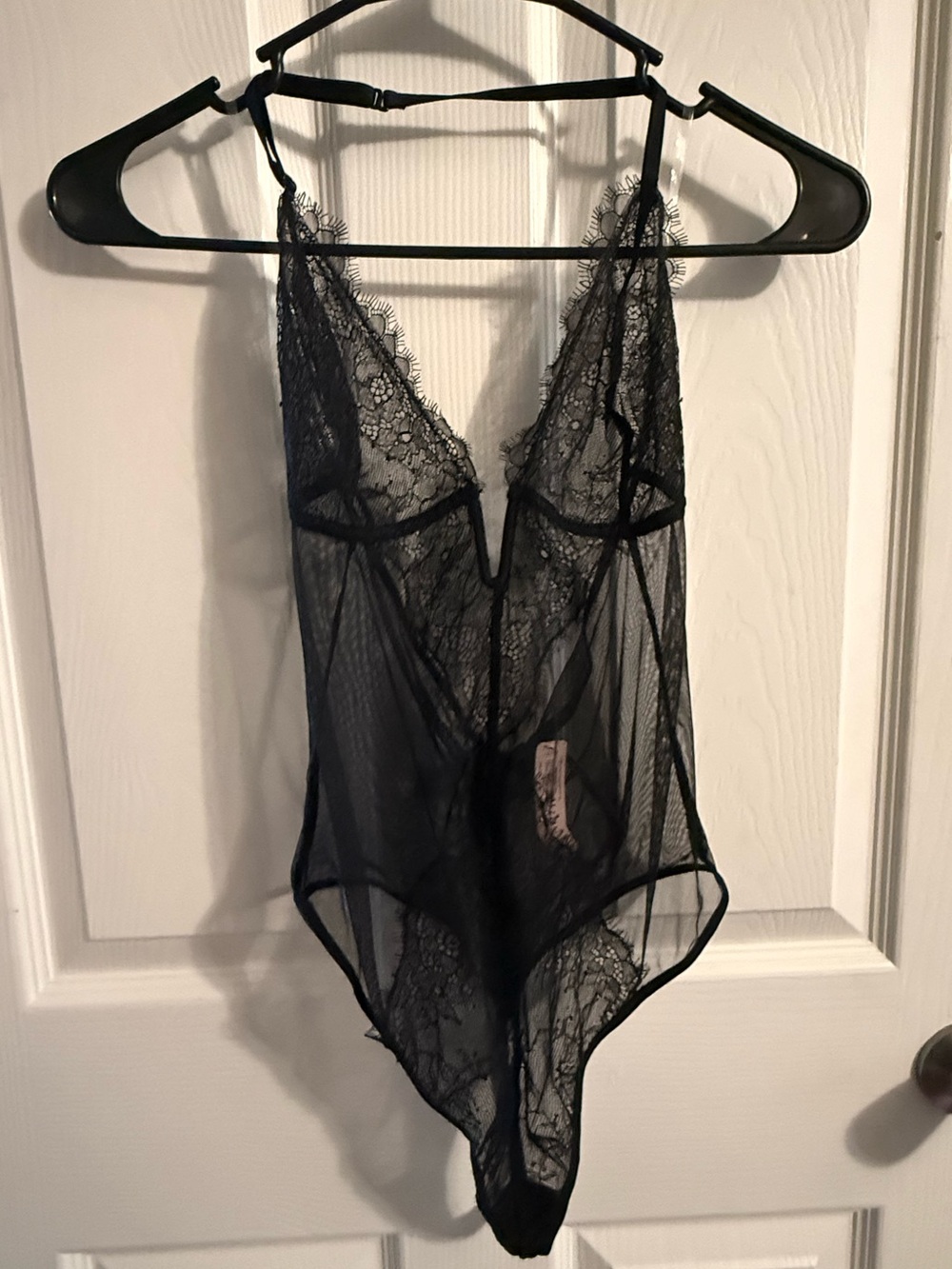 NWT Victoria’s Secret Black Sheer Lace Teddy Bodysuit Medium